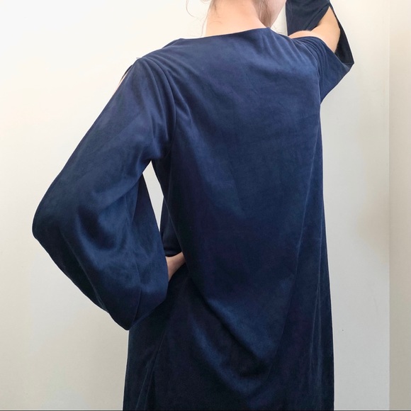 Navy Cato Faux Suede Dress - Size Small (EUC) - Picture 3 of 3